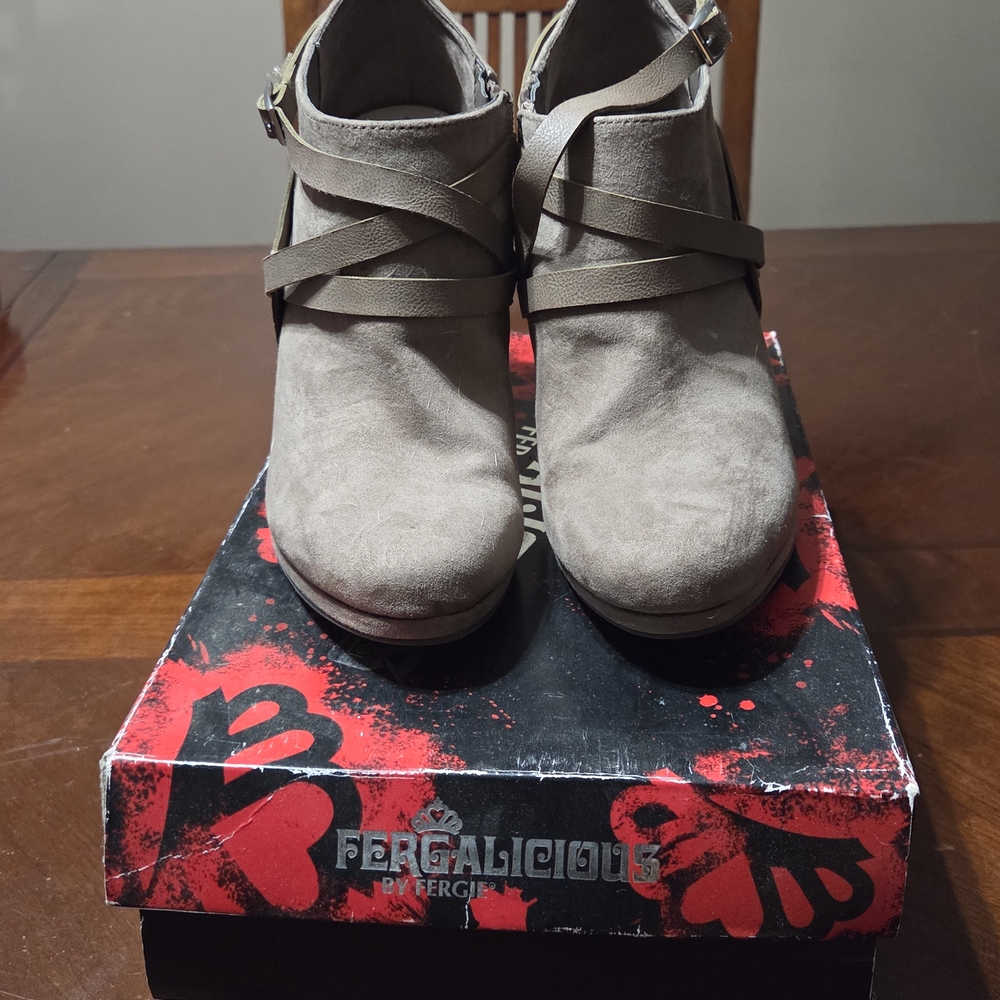 Fergalicious Women's Taupe Ankle Booties